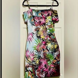 NWOT Guess Vibrant Leaf Print Mini Dress